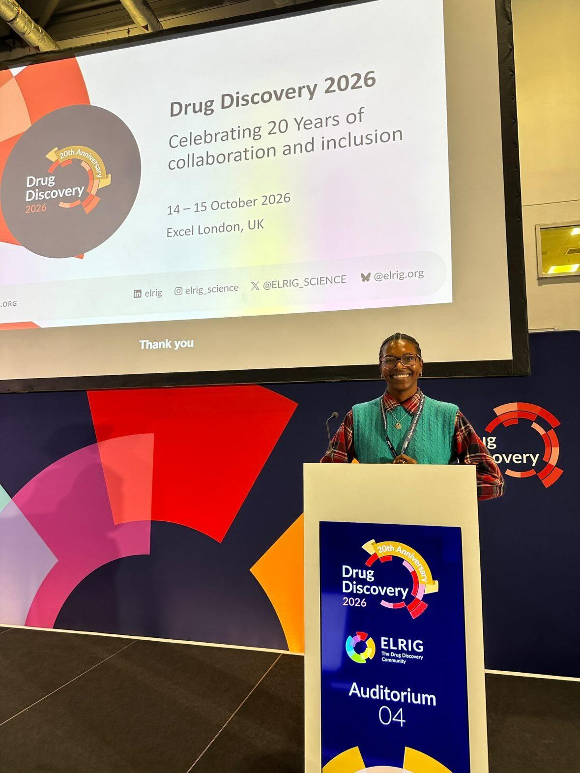 Nadine Myers (Domainex) chairing the 'Next-Gen biophysics' session